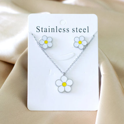 LUXUKISSKIDS Chic Elegant Heart Indian Fine Jewelry Sets Women Wedding Crown Steel Necklace And Earrings bijoux Bulk Wholesale
