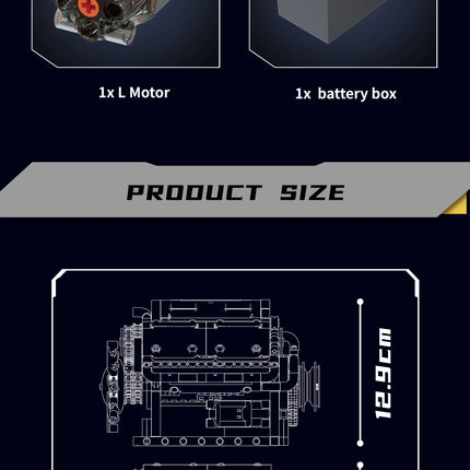 MOULD KING 10088 V8 Engine Model Building Kit 1:8 Scale MOC Car Engine Block Set STEM Toy for Adult Kid Collector’s Display Gif