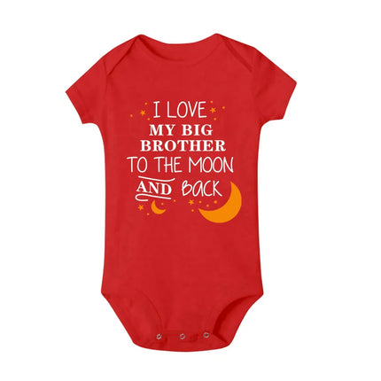 "I LOVE MY BIG BROTHER TO THE MOON AND BACK" Letter Printed Baby Rompers Newborn Bodysuit Clothes