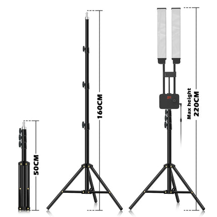 45W LED Video Light Double Arms Fill LED Light Selfie Light Long Strips LED Light for Photo Studio Live Broadcast Tiktok Stream