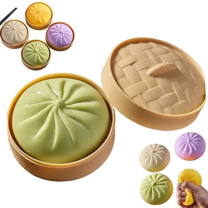 Giant Dumpling Squeeze Toy for Anxiety Relief Soft Steamed Stuffed Bun Simulation Food Fidget Decompression Dough Toy