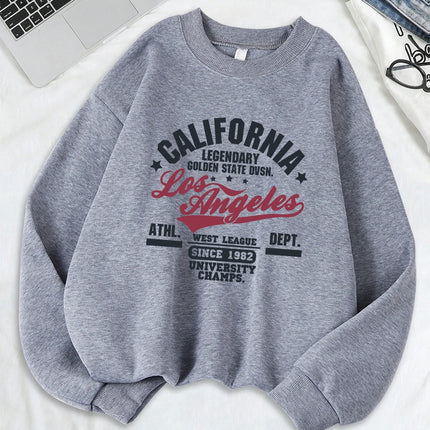 California Oakland Athletic Prints Sweatshirts Women Loose Comfortable Hoodies Fleece Warm Crewneck Tops Winter Sporty Clothes