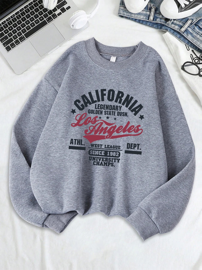 California Oakland Athletic Prints Sweatshirts Women Loose Comfortable Hoodies Fleece Warm Crewneck Tops Winter Sporty Clothes