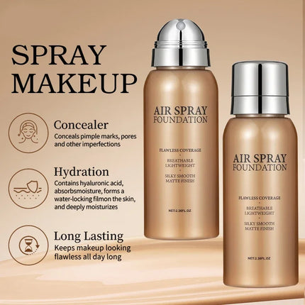 Portable Waterproof Sweat Proof Foundation Spray Fine Powder Concealer Long Lasting Brightening Makeup Gift for Valentine's Day