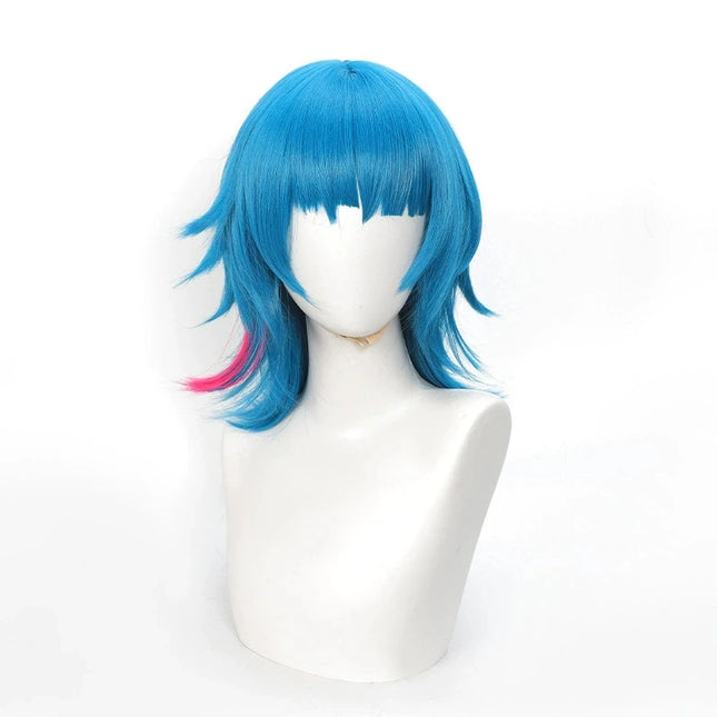 Cosplay Wig Arcane Anime Wig Jinx Bule with Pink Game Role-Playing Wig Synthetic Wig with Wigcap