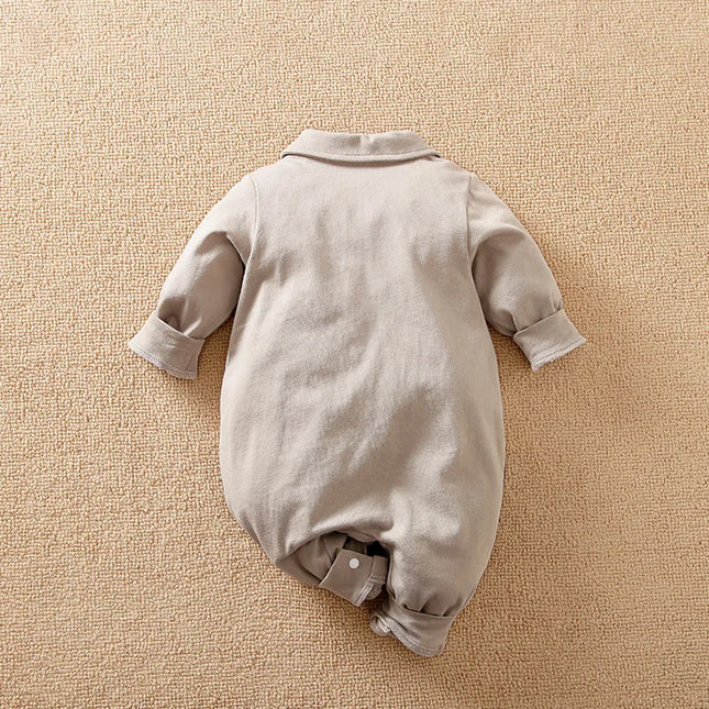 Newborn Clothing Casual Color Blocking Polo Shirt Cotton Comfortable And Soft Spring And Autumn Long-Sleeved 0-18 Baby Jumpsuit