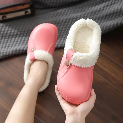 KANCOOL Fur Lined Clogs Shoes For Women Men Winter Indoor Outdoor Waterproof Plush Slippers Cozy Warm House Slippers Garden Shoe