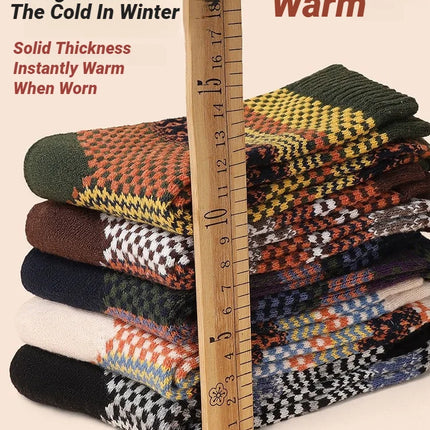 5 Pairs Winter Men's Socks Thicken Sheep's Wool Socks Warm Men Retro Style Colorful Fashion Man Socks For Snow boots