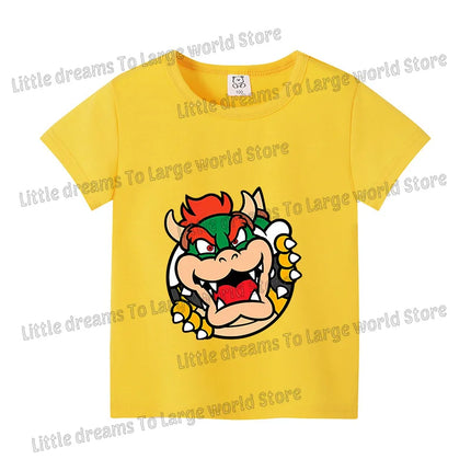 Super Marios Bros T-shirt for Kids Short Sleeve Shirt Cartoon Printed Tops Children Clothes Base Tee Boys Girls Clothing Gift