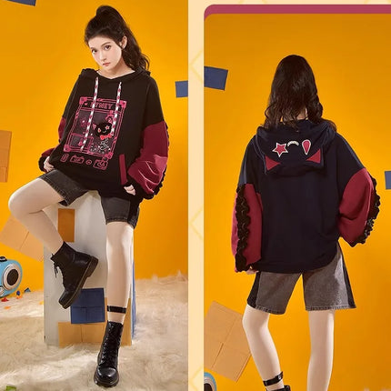 Anime Genshin Impact Hoodie Lyney Lynette Cute Grin-Malkin Cat Eas Hoodies Sweatshirts Women Long Sleeve Genshin Girls Pullovers