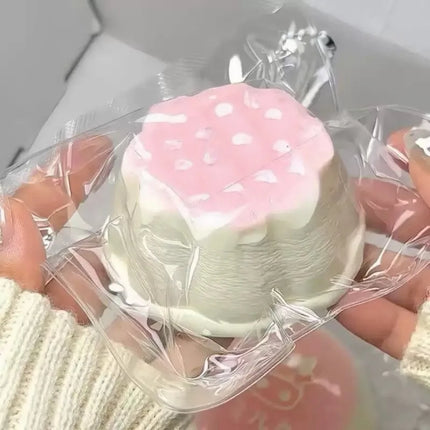 Realistic Pink Dessert Slow Rebound Squishy, Premium Handmade Silicone Super Soft Stress Anxiety Relief Fidget for Adults & Gift