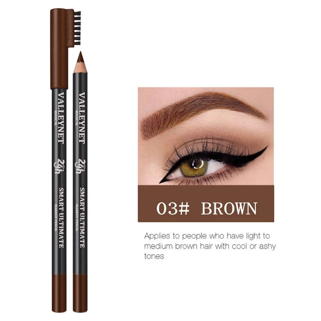Ultra-fine Wooden Eyebrow Pencils with Brush Black and Brown Series, Matte Finish, Long-lasting Waterproof Formula Eye Makeup