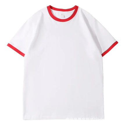 210G Heavy Cotton Men's T-shirt Edge-bumping O-Neck Short-sleeved Man T shirt Contrasting Color Splicing Men T-shirt Tops Tees