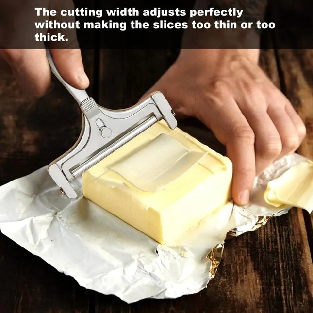 Cheese Cutter,manual Cheese Slicer with A Set of 4 Spare Wires,butter knife, Stainless Steel, Casters, Adjustable Thickness