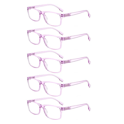 Henotin Reading Glasses for Men And Women Transparent Colored Rectangular Frames HD Anti-Blue Light Lenses Prescription Glasses