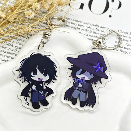 Game Forsaken Azuretime Two Time Azure Cosplay Keychain Kawaii Acrylic Keyring Key Chain Bag Accessory Decoration Ornament Prop