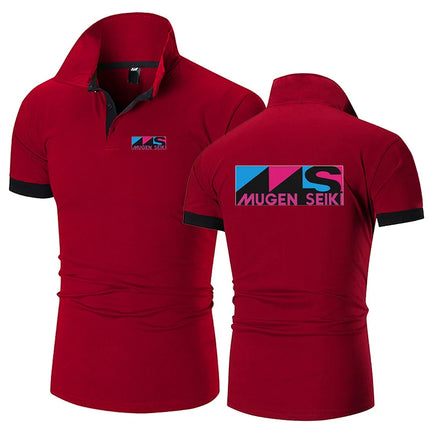 2024 Summer Men's Mugen Seiki Logo Print Popular Lapel Collar Cotton Simplicity Comfortable Quick-Drying Solid Color Polo Shirts