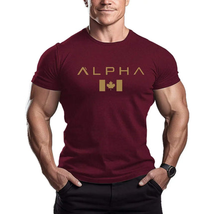 Men's Fitness Sport T-shirt Breathable Slimming Summer Trendy Brand Printed Casual Cotton round Neck Short Sleeve T-shirt