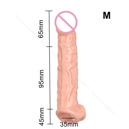 Premium Silicone Penis Extender Sleeve–Reusable Male Enhancement Delay Ejaculation Cover for Men,Penis Pump Attachment Adult Toy