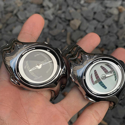 Y2K Digital Men's Watch Twisted Technology Dual-Display Vintage-Futuristic Style Timepiece Unique Metal Men's Quartz Wristwatch