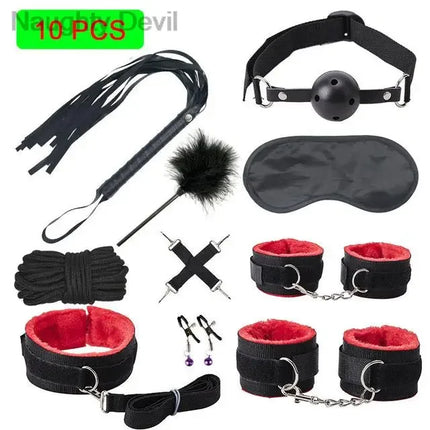 Bondage Kit For Adult Couples Cosplay Handcuffs Hemp Rope Mask Party Role Play Accessory Set