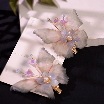 Chinese Style Flower Butterfly Hairclip Hairpin Vintage Hanfu Hair Accessories Retro Dress Headdress Hairpin Hair Jewelry
