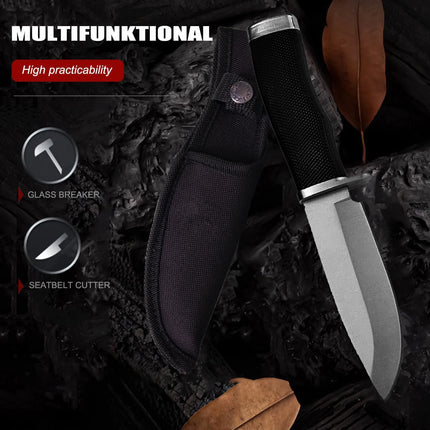 Outdoor knife, fixed straight-blade design, stainless steel fruit knife, non-slip handle, ideal for camping, hiking, and fishing