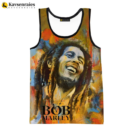 2023 New Fashion Bob Marley Tank Tops 3D Printed Graphic Polyester Sleeveless Shirts Men Hip Hop Harajuku Streetwear T-shirt