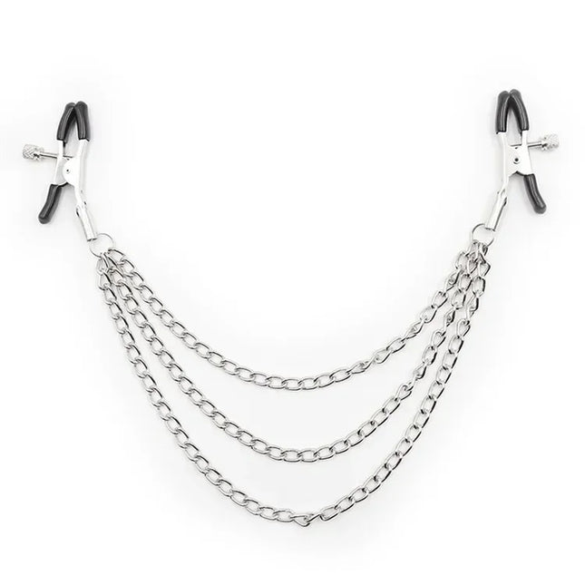 Breast Clamp Nipple Clip Sex Toy with Chain Festish Sextoy Stainless Steel Metal Sex Slaves SM Kit 3 Clips 3 Chains Set