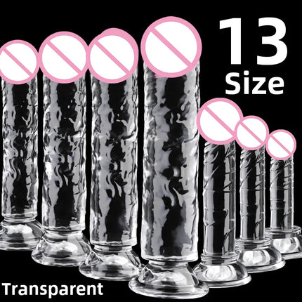 Transparent Big Dick 13 Sizes Realistic Jelly Dildo Women Gay Anal Sex Toys Soft Clitoris Vaginal Masturbators Penis Suction Cup