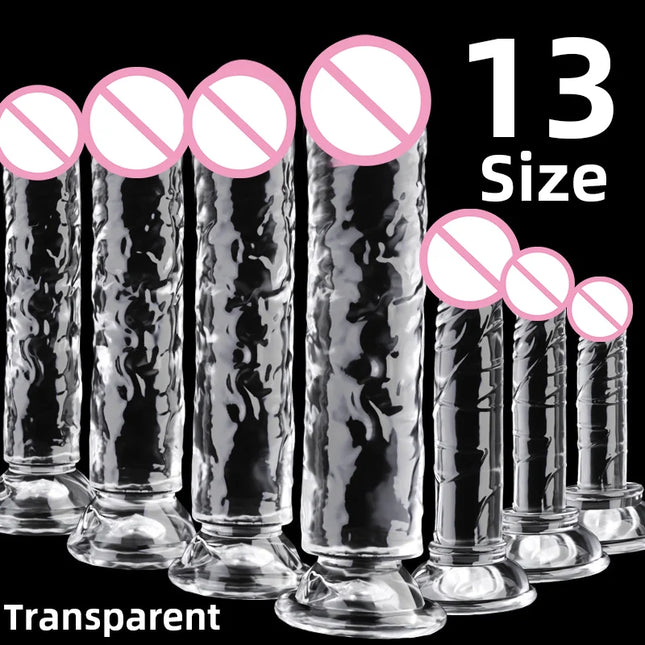Transparent Big Dick 13 Sizes Realistic Jelly Dildo Women Gay Anal Sex Toys Soft Clitoris Vaginal Masturbators Penis Suction Cup
