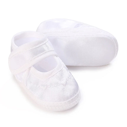 Newborn Baby's First Baptism Shoe: Newborn Boys and Girls' White Baptism Shoes Soft Sole Walking Shoes Multiple Styles-9CM/10CM