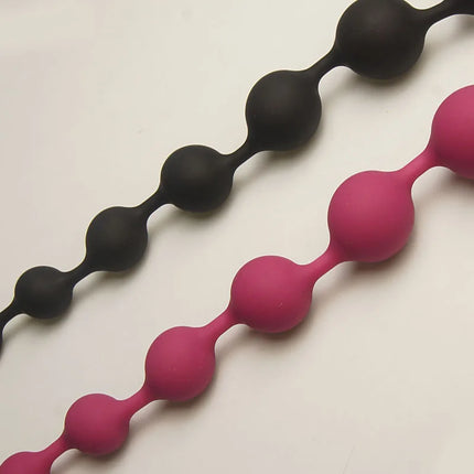 Silicone Anal Beads Sex Toys, 10 Increasing Size Balls Anus Butt Plug, Analplug Buttplug Butplug with Easy Pull Loop Handle
