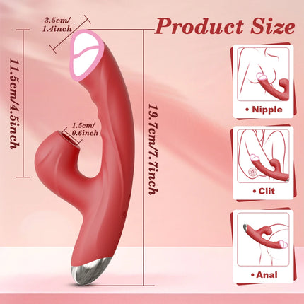 2 in1 G Spot Rabbit Vibrator for Women Nipple Clitoris Stimulator Dildo Massager Adults Masturbator Female Sex Toy for Adults 18