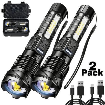 Portable Rechargeable LED COB Flashlight with Clip Super Bright Telescopic zoom Handheld Work Flashlight For Outdoor Camping