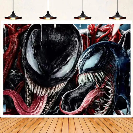 Venom Themed Photography Background Banner Carnage Dark City Backdrop Marvel Superhero Boy Birthday Party Decoration Photo Props