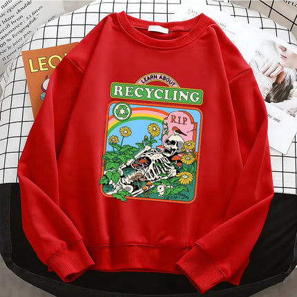 Comic Design Vintage Hoodies Fashion Warm Fleece Sweatshirt Soft  O-Neck Pullover Casual Female Clothes
