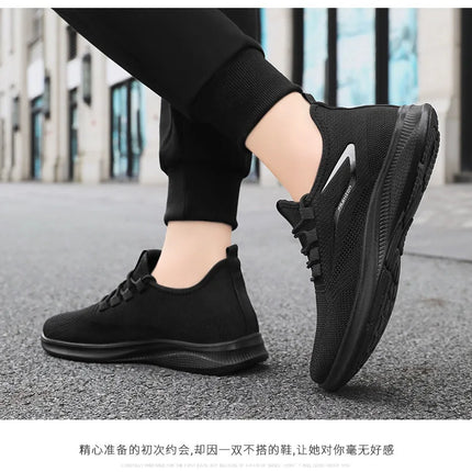 Men Casual Sport Shoes Breathable Lightweight Sneakers Outdoor Mesh Black Running Shoes Athletic Jogging Tenis Walking Shoes