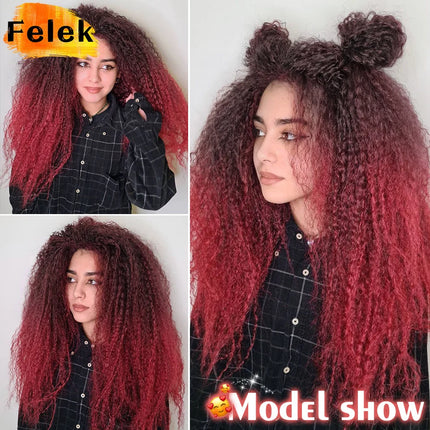 Crochet Hair Afro Curls Braiding Hair Extensions Synthetic African Braided Hair For Braids Kinky Curly Soft Ombre Pink Purple