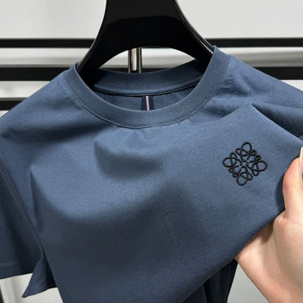 Luxury high-end standard embroidery 100% cotton men's summer casual fashion T-shirt brand fashionable high-quality short sleeved
