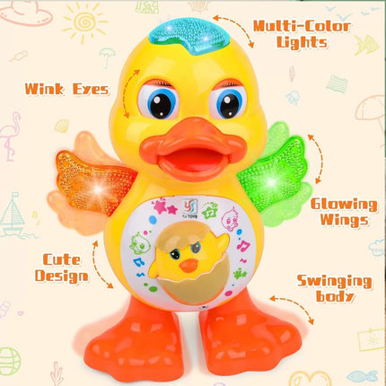 Electric Dancing Duck Toy Musical Walking Swing Duck with Flashing Lights Interactive Early Educational Toys for Kids Boys Girls