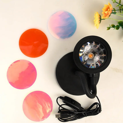 USB Sunset Lamp Sunset Projector Mood Light Living Room Bedroom Night Light Indoor Decor Bar Atmosphere Photography Background