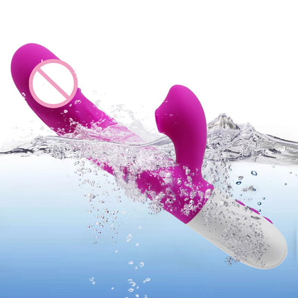 4 IN 1 Thrusting Sucking Rabbit Vibrator Sex Toy for Women Heating Telescopic 360° Rotating Dildo G Spot Massager Anal Vibrator