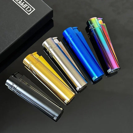 Clipper Portable Grinding Wheel Flint Inflatable Lighter Metal Smokeless Butane Gas Smoking Ignition Tool Accessories Box