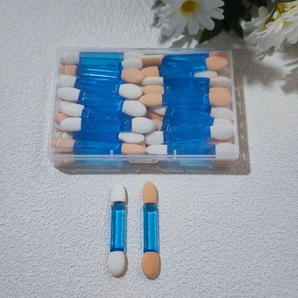 Cute 50/100PCS Disposable Eye Shadow Sponge Applicators Dual Sided with Container Makeup Brushes for Eyeshadow Length