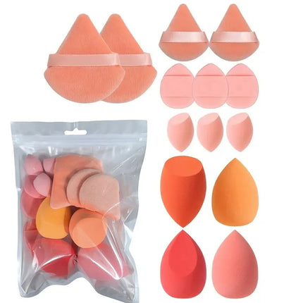 14Pcs Makeup Sponge Puff Set Velvet Triangel Powder Puff Beauty Egg Mini Finger Cosmetic Puff For Loose Powder Foundation Cream