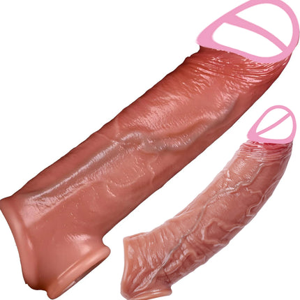 Reusable Penis Sleeve with Cock Ring Sex Toy Penis Extender Penis Enlarger Penis Pump Enlargement Adult Sex Toys for Men Couples