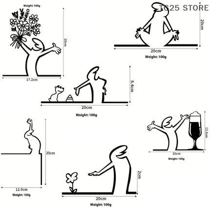 Line Figure Modern Metal Poster For Living Room Bedroom Switch Sticker Easy Hang Installation