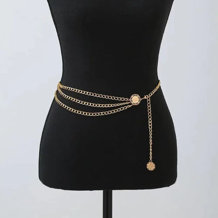 2025 Punk Hip Hop Style All-match Waist Chain Moon Vintage Metal Womans Belt for Dress Vintage High Waist Chain Belt for Women