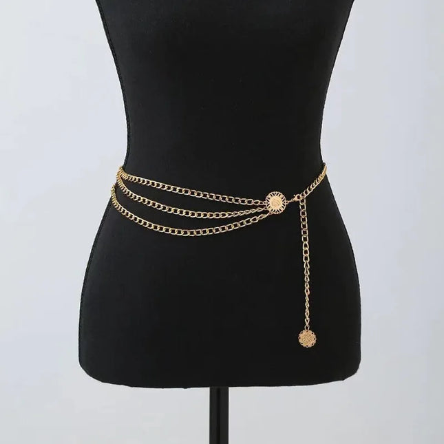 2025 Punk Hip Hop Style All-match Waist Chain Moon Vintage Metal Womans Belt for Dress Vintage High Waist Chain Belt for Women